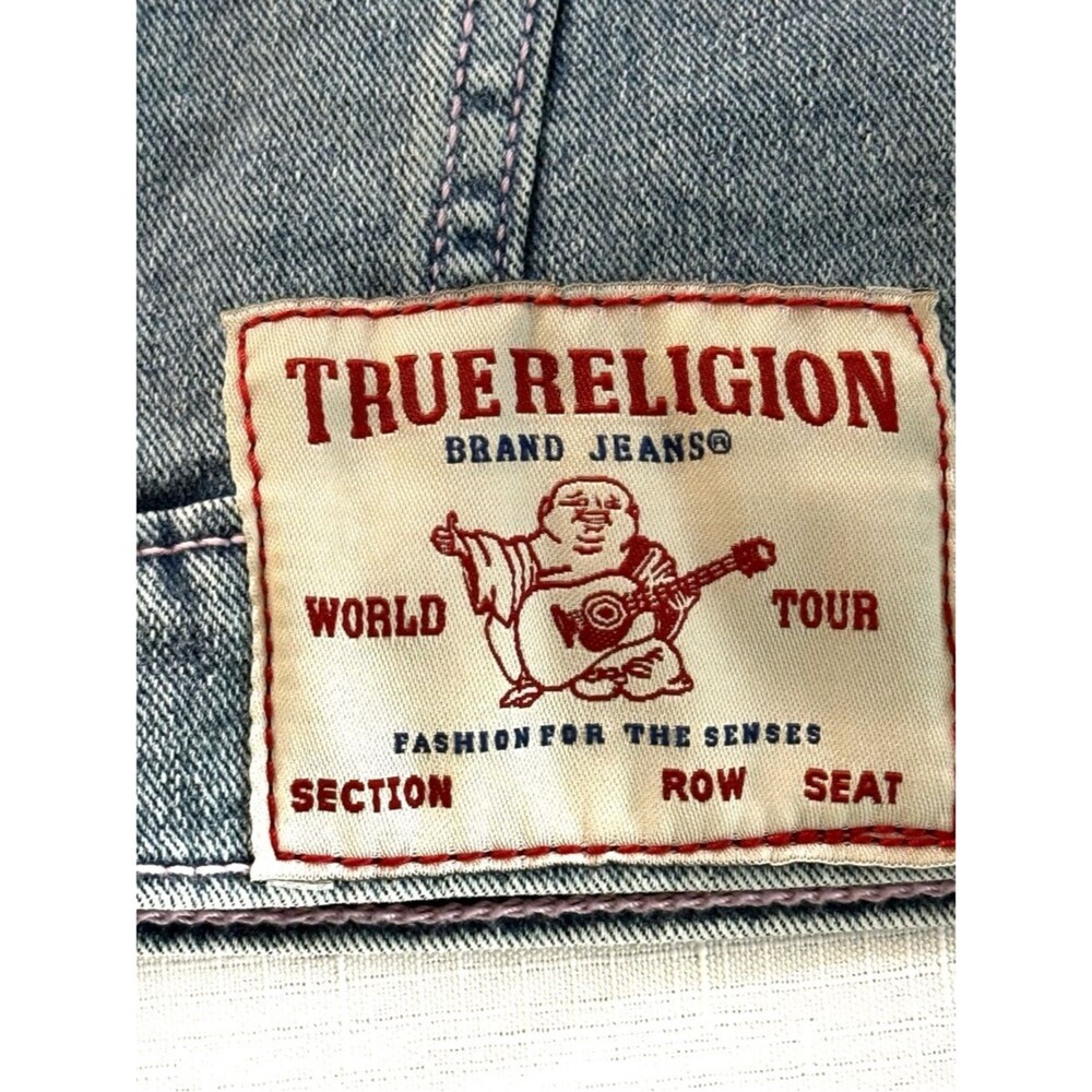 True Religion Jesse SN Crop Trucker Denim Jacket Pear Wash Medium NWT - Picture 8 of 8